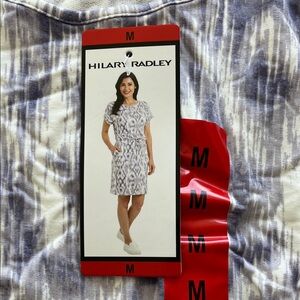 Hilary Radley Abstract Blue and White Midi Dress